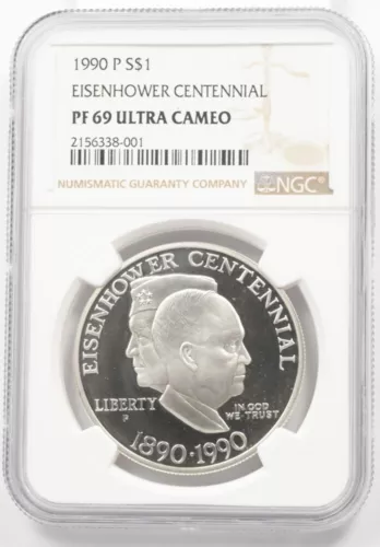 US 1990-P Eisenhower Dollar Silver NGC Proof PF69 UC Centennial 4228 combine