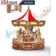 DIY 3D Wooden Carousel Puzzle Music Box Adults Kids Unique Gift Creative Toy New