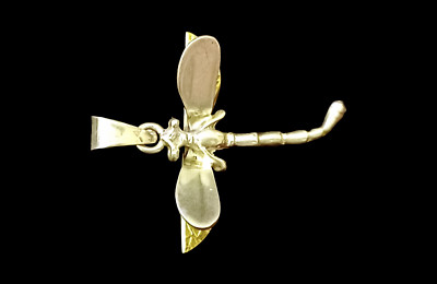 925 Sterling Silver Two Tone Dragonfly Pendant 1.75'' Total Length 