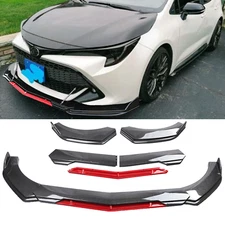 For Toyota Corolla Front Bumper Lip Splitter Spoiler Carbon Fiber Black+Red