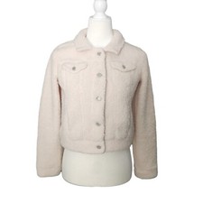 Mudd Girls Cropped Cream Sherpa Jacket Faux Fur Size 16