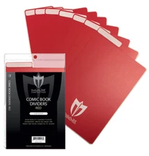 100 Max Pro Red Plastic Comic Book Dividers with Folding Write On Tab