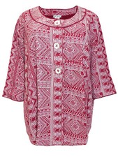 Ladies Ulla Popken Cotton Button Through Jacket Size 36/38 Red Mix Lj19nov-1