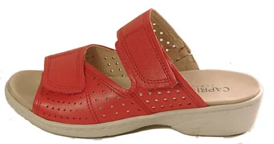 CAPRICE Schuhe Sandalen Pantoletten Plateau rot echt Leder Klettverschluss NEU - Bild 1 von 3