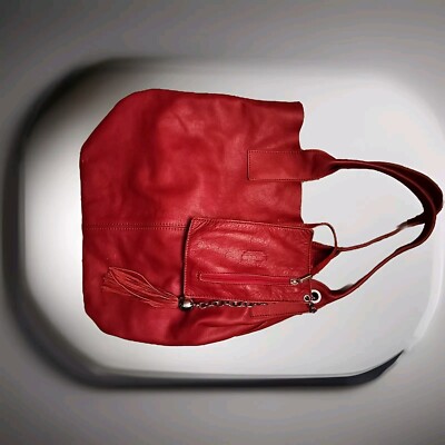 NARDELLI*WOMENS ITALY MADE RED LARGE SHOULDER BAG TOTE PURSE