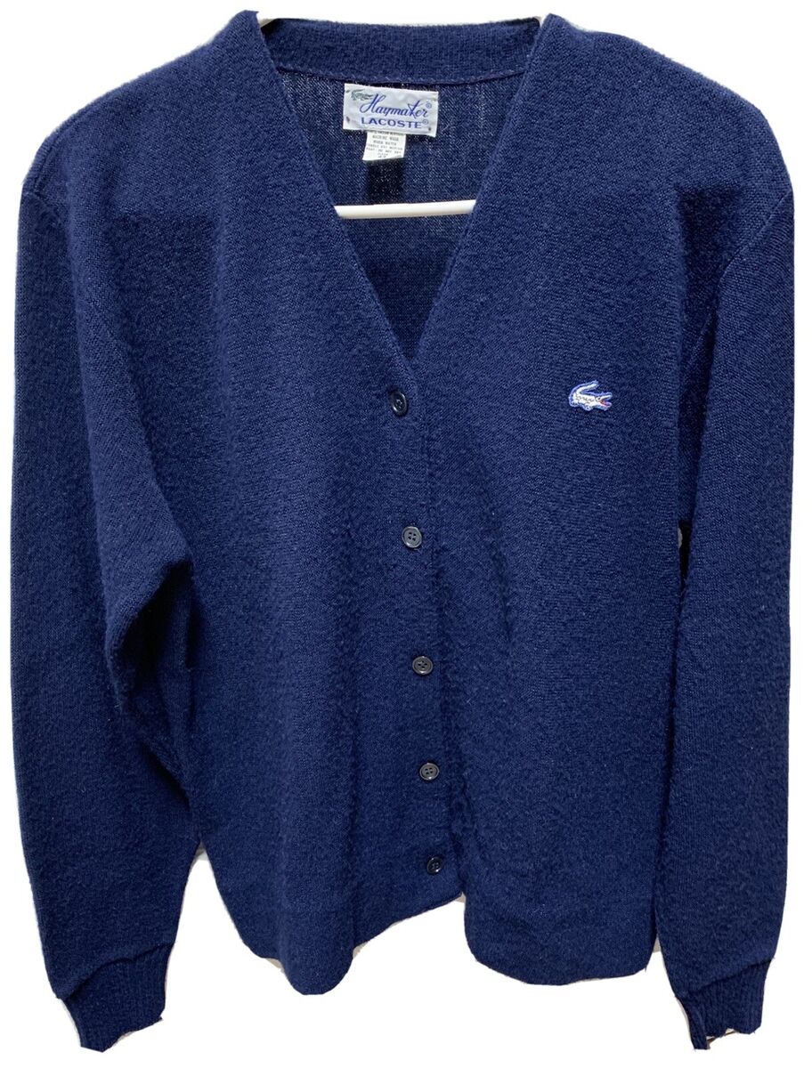 LACOSTE HAYMAKER Vintage Women's Dark Blue Sweater Button LACOSTE HAYMAKER Vintage Women's Dark Blue Sweater Button