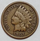 Indian Head Penny Lot of "1" VERY NICE 1907 GOOD OR BETTER°$ FREE SHIPPING $#665