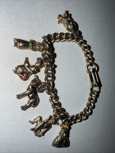 1950’s Charm Bracelet, Fairy Tale Nursery Rhyme, Gold Tone