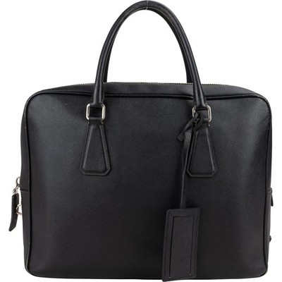 Prada Black Saffiano Leather Triangle Business Handbag Tasche