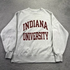 Indiana Hoosiers Champion Sweatshirt Mens Medium Gray Reverse Weave Crew Neck