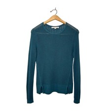 Ann Taylor LOFT Open Knit Lightweight Cotton Sweater Teal Blue XS