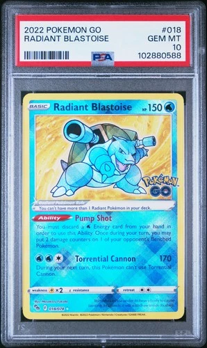 2022 POKEMON GO #018 RADIANT BLASTOISE PSA 10