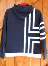TORY BURCH SPORT Sweatshirt Jacket, Size Small. Navy and White.