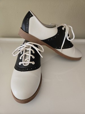 Predictions Vintage Style Saddle Shoes Oxford Black White Lace Up Size 6