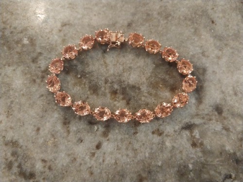 Morganique Quartz (Triplet) Link Bracelet/18KVermeil RGold/Sterling,Sz 7.25 OR8" - Picture 10 of 15