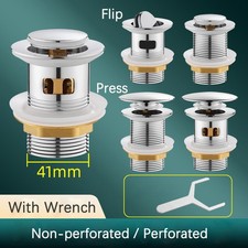 Basin Waste Click-Clack Slotted Unslotted Stainless Steel Pop Up Plug Push/Flip
