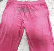 NEW NWT Juicy Couture Velour Bling Tracksuit Pants Hot Pink Size L