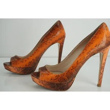 Miu Miu Snake Leather Peep Toe Platform Pumps size 38.5 New $670 Women's