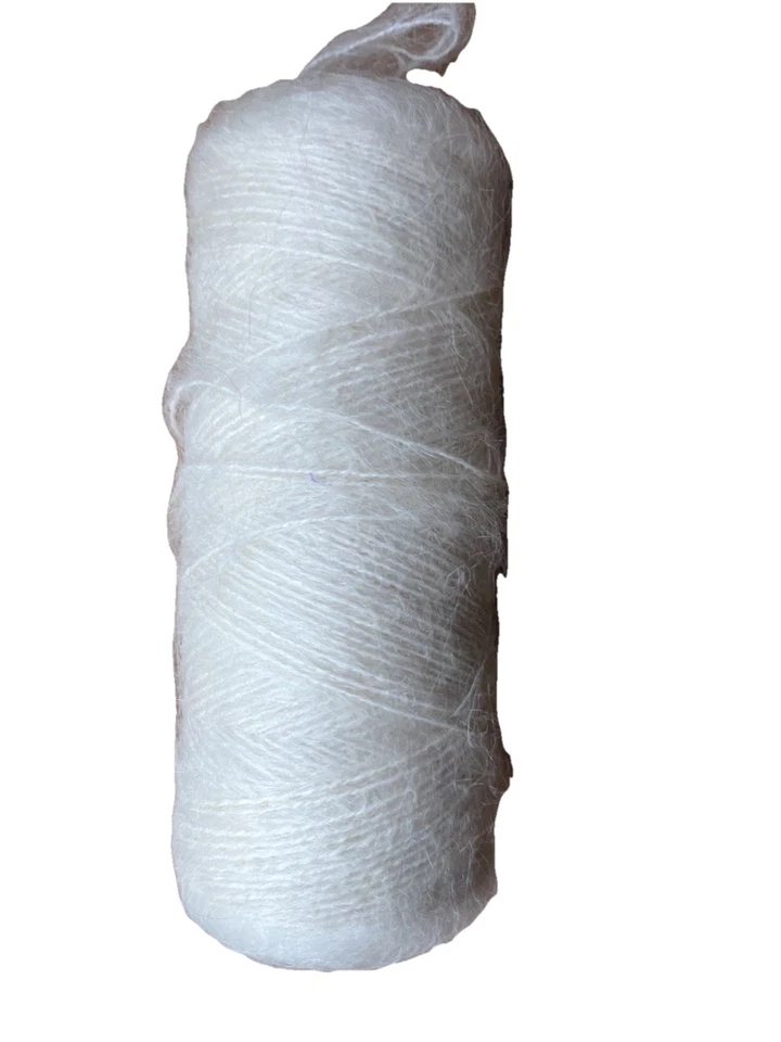 Lot 3 Spool Cones Mohair Wool Blend Yarns Unbranded—white, cream, yellow - Image 3 of 4