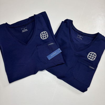 Jaanuu Scrub Top Lot of 2 Womens 1XL Blue Stretch Medical Nurse Uniform NWT