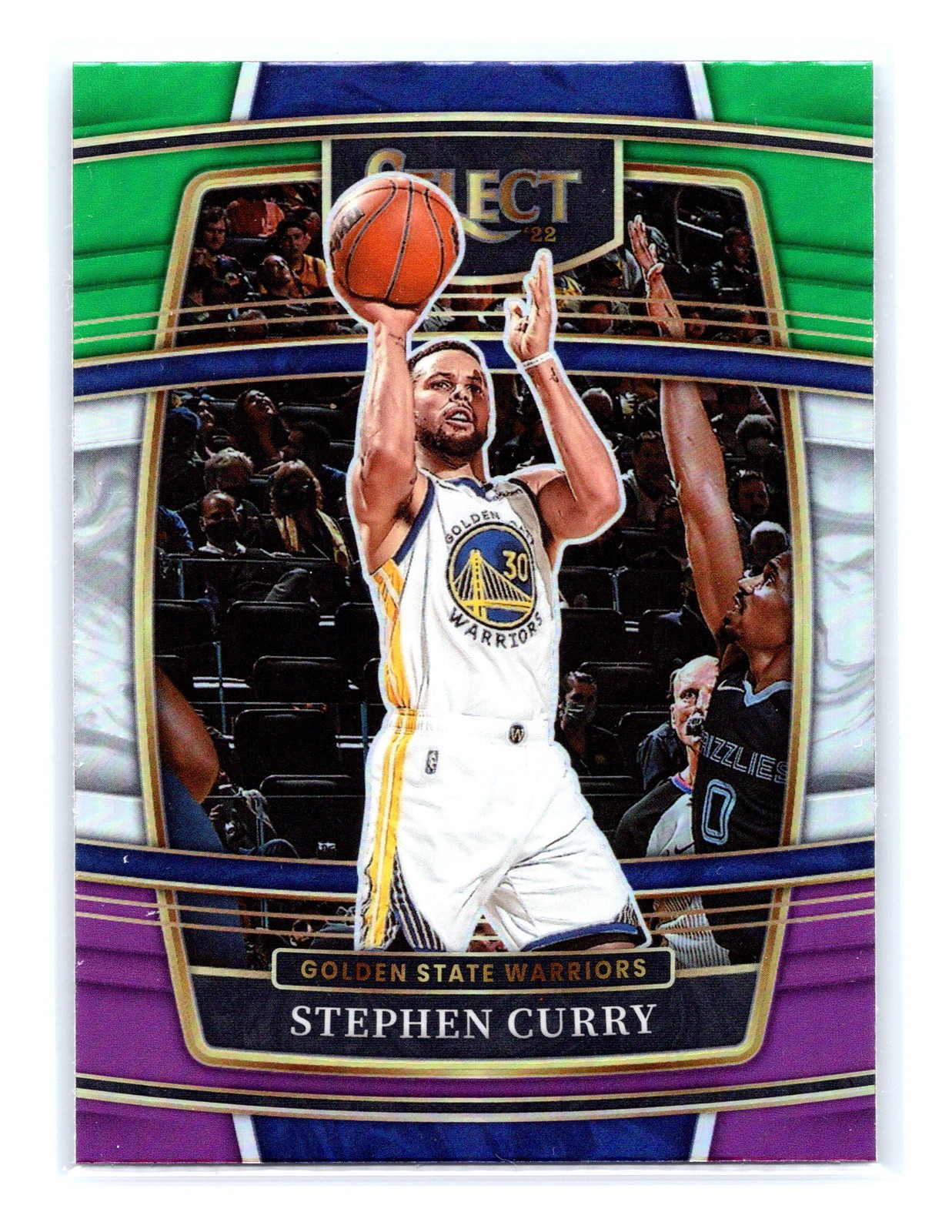 2021-22 Panini Select Basketball #94 Stephen Curry Green White Purple Prizm