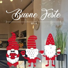 vetrofanie natale adesivi addobbi natalizi gnomi bar panifici pizzerie b0259