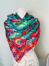 VTG Boho Beautiful Vibrant Floral Pattern Silk Scarf- 33.5X33.5in