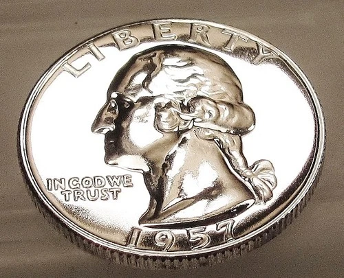 1957  Gem light Cameo Proof Quarter 90% SILVER EYE CANDY #114 ~ 4