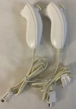 Lot of 2 Nintendo Wii Nunchuk Controllers White OEM Official Tested Buttons