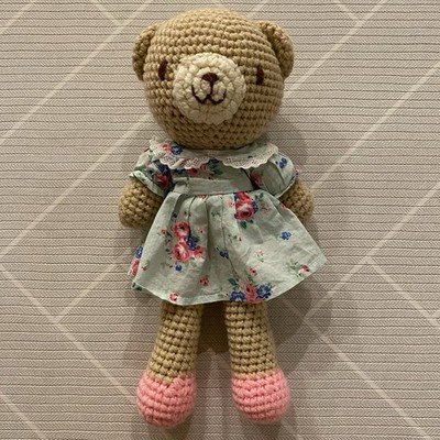 Cath Kids Soft Toy Crochet Teddy Bear Pink Kidson 15  with Floral Dress