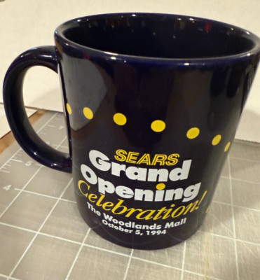 Sears Black Coffee Mug Grand Re-Opening Celebration! Woodlands Mall 10/5/1994