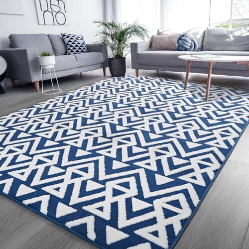 Tapis hirsutes ultra doux moquette de chambre à mémoire de forme 7 x 10 pieds 7 x 10 pieds bleu - Photo 1 sur 6