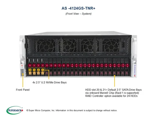 Supermicro AS-4124GS-TNR Server 24X2.5" 256G RAM 1T SSD 2XEPYC 7542 32 cores - Picture 4 of 9