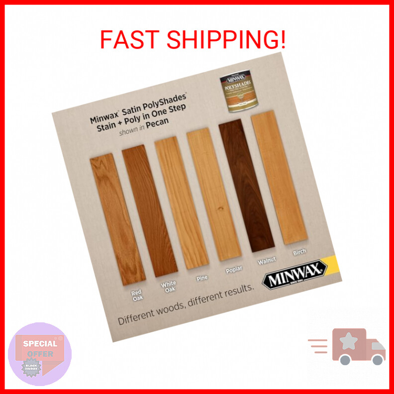 Minwax PolyShades Wood Stain + Polyurethane Finish Quart, Pecan