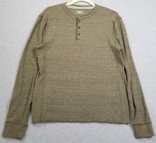 Express Shirt Men  s Medium M Green Long Sleeves Henley Neck Stretch Waffle Knit