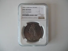 1887 QV 1887 Silver Crown  NGC  graded UNC detail OBV cleaned nice toning
