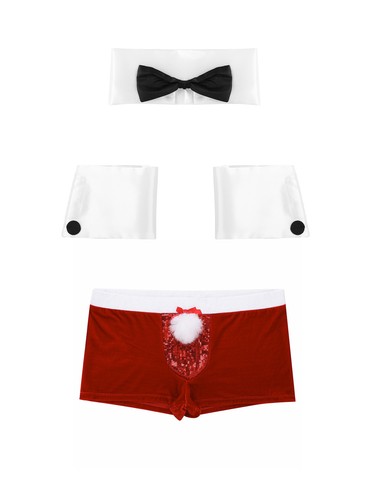 FEESHOW Mens Lingerie Set Velvet Christmas Costume Sexy Outfits Role Play AU - Picture 52 of 76