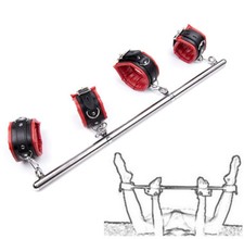Handcuffs Anklets Stainless Steel Adjustable Spreader Bar Restraint Set