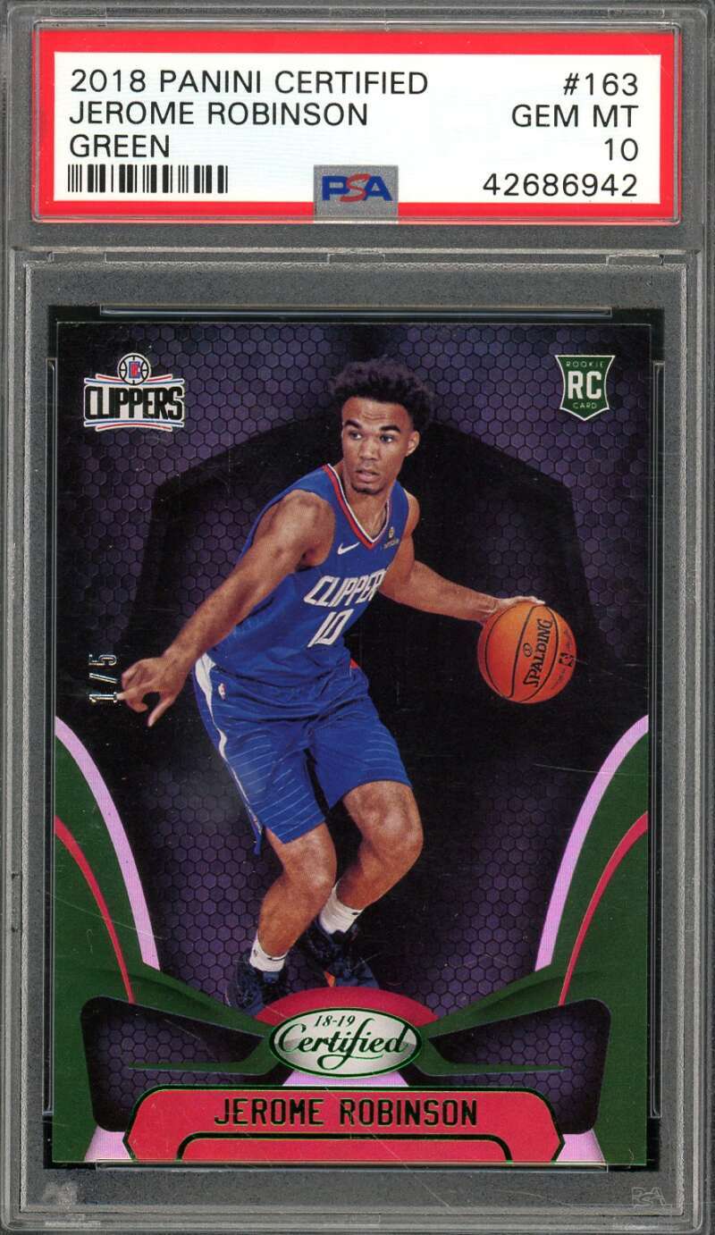 Jerome Robinson Rookie 2018-19 Panini Certified Green (#d 1/5) #163 PSA 10