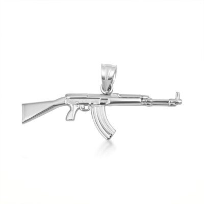 925 Sterling Silver AK-47 Assault Rifle Gun Pendant Necklace | eBay