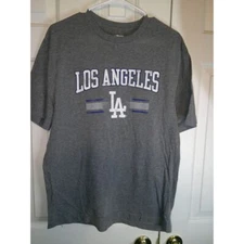 Los Angeles Dodgers MLB Baseball Gray T-Shirt LA Logo Athletic Fan Apparel Large