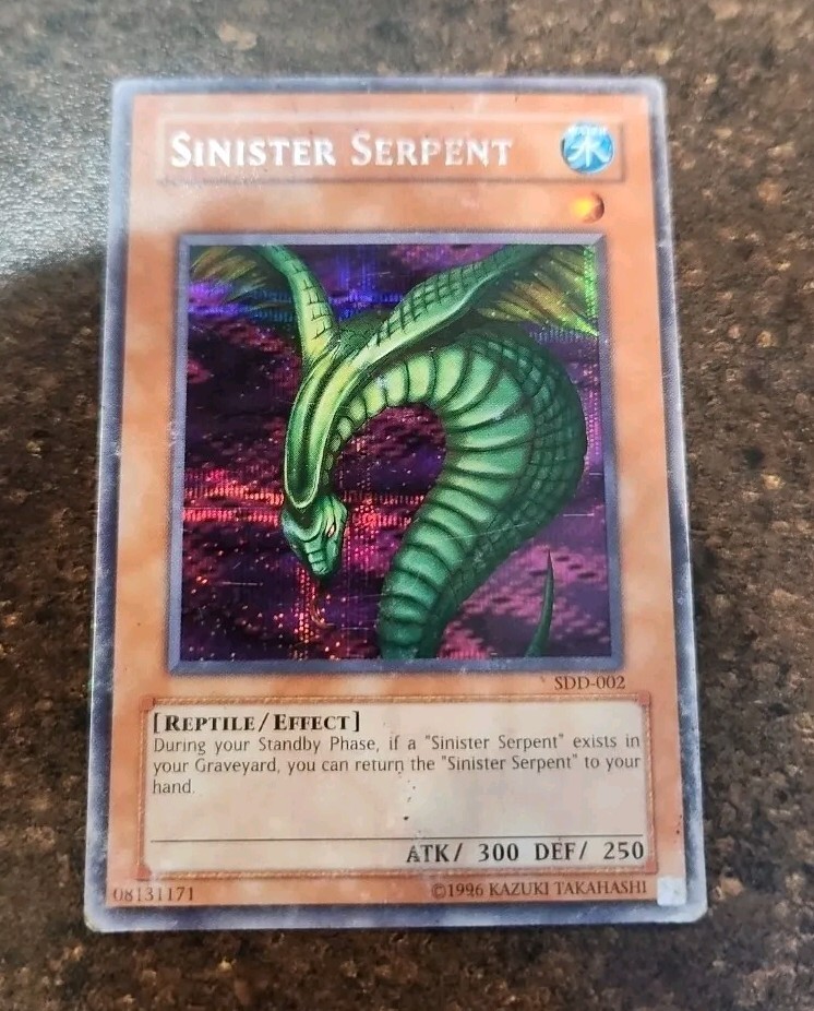 Yugioh Sinister Serpent SDD-002 Secret Rare Card - MP To HP