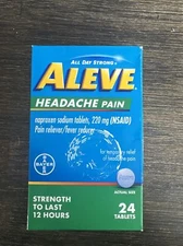 Aleve Headache Pain Naproxen Sodium 12 Hours Tablets 24CT 03/2025