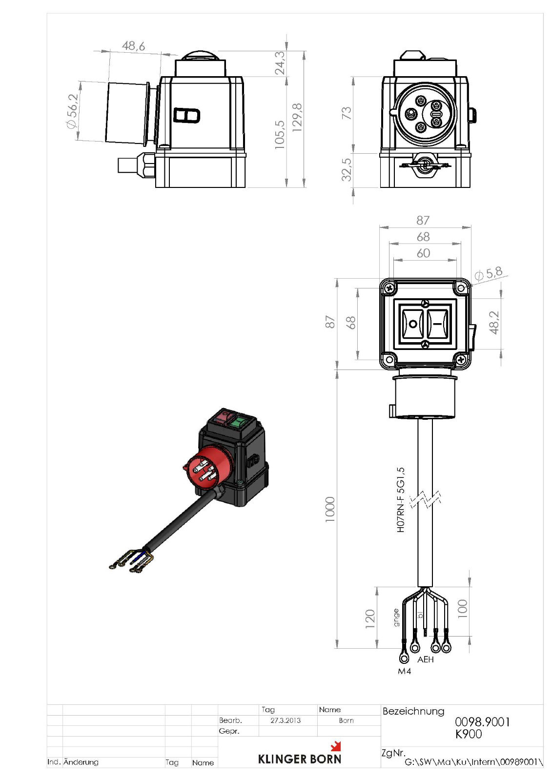 Starter Schalter K700 230V/3,0kW Mit Elektronischer Bremse - 1Ph AC-3