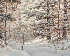Vintage Snowy Forest Landscape Canvas Wall Art Home Decor Painting