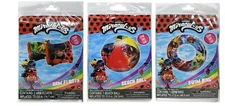 Miraculous Ladybug 3 pc Swim Set- Arm Floats, Beach Ball & Swim Ring