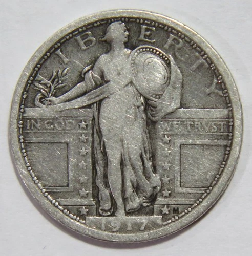 STANDING LIBERTY QUARTER 25C 90% JUNK SILVER U.S. MINT COIN 1917 🌈⭐🌈