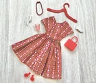 Barbie Clone Outfit Red & Green Dress With Shoes & Accessories Vintage 1960s