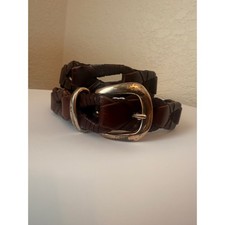Vintage The Limited Leather Woven Belt Brown Boho Western Silver Buckle 38