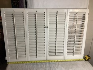 4 Vintage Salvaged Wood Interior 2-Panel Plantation Window Shutters 46” W X31” H